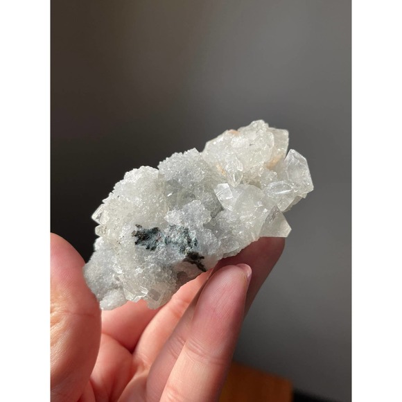 Clear Apophyllite on Blue Chalcedony | Apophyllite Specimen with Stilbite - Picture 7 of 8